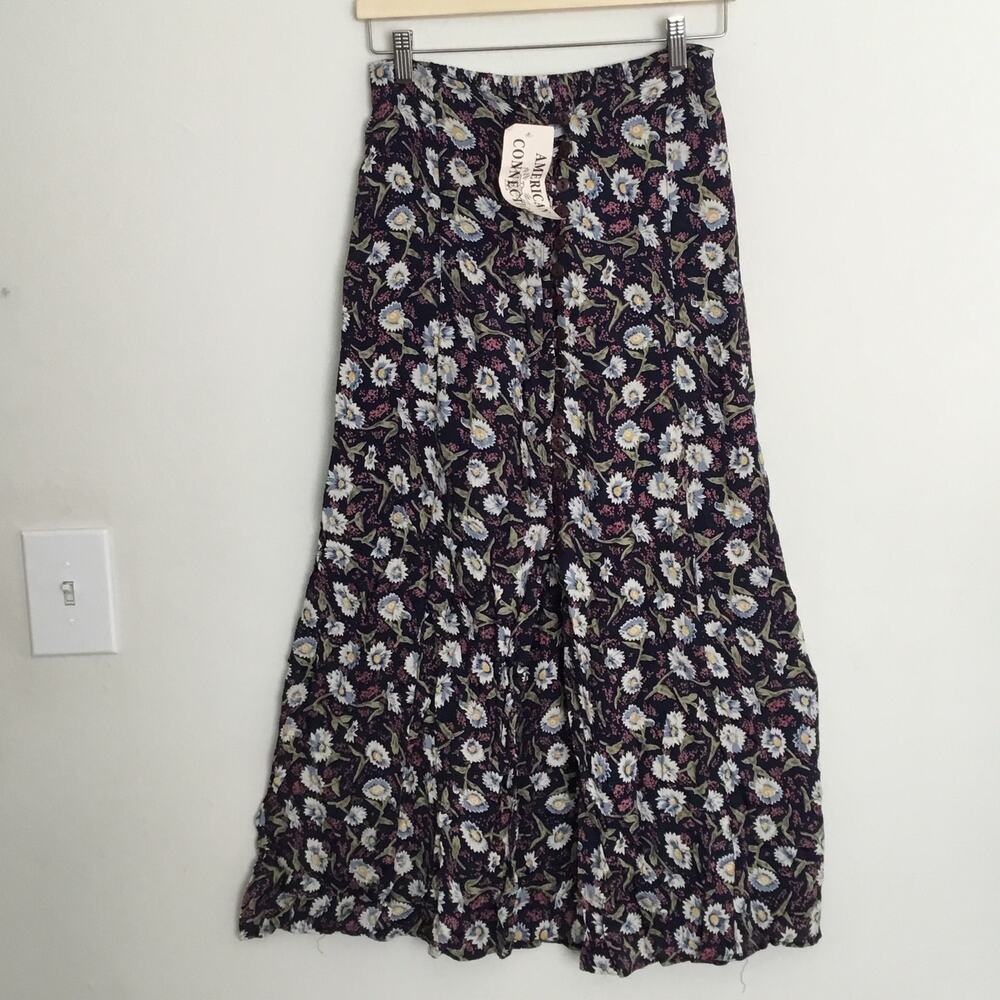 Vtg American Connection Floral Midi Skirt Deadstock Sz L - Picture 1 of 10